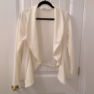 NWOT Women’s Unlined Open Long Sleeve Jacket Size Large in Off-White Hi-Low Hem